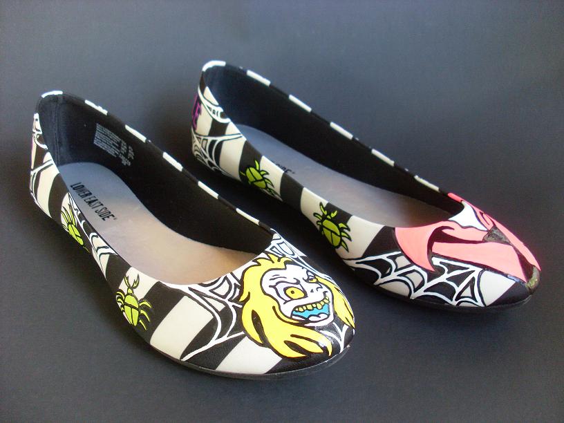 Handpainted Beetlejuice Shoes Tim Burton