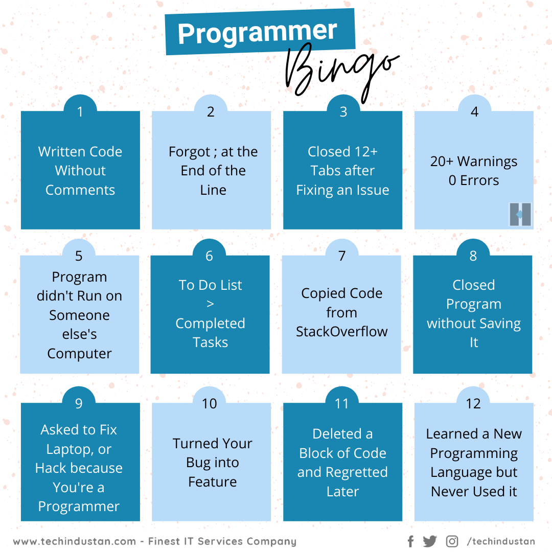 Programmer Bingo | Fun Programming by tecHindustanSolution on DeviantArt