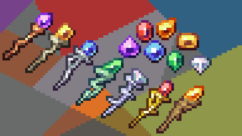 Terraria gem staves by MarieArk on DeviantArt