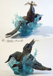 Matthew Brauchli Kingfisher Splash Bronze on Glass