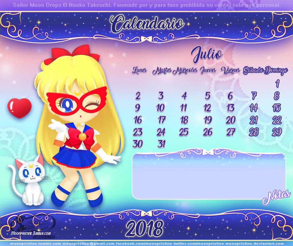 Sailor Moon Drops Calendario Julio by moonpristine on DeviantArt