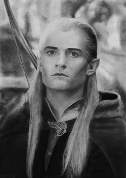 Legolas graphite and charcoal pencil drawing