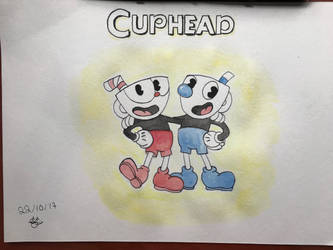 Cuphead watercolor drawing
