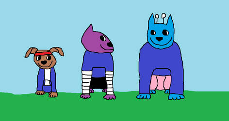 K.O., Enid, and Rad as Dogs