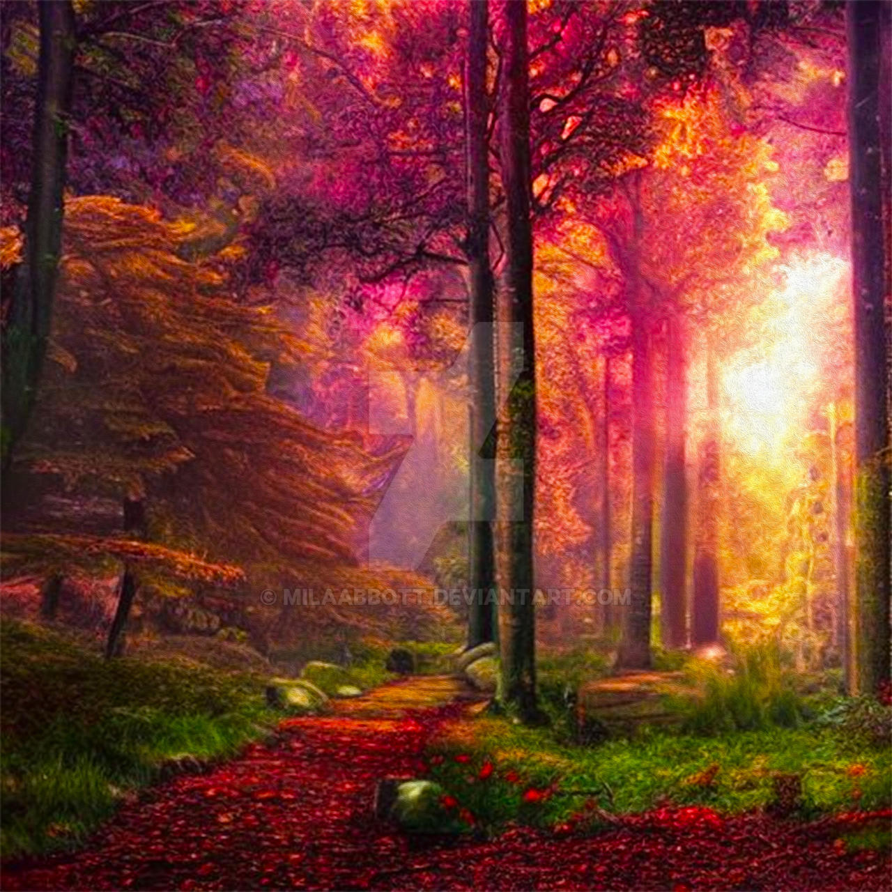 Color Inverted Forest Colourful Forest by MilaAbbott on DeviantArt