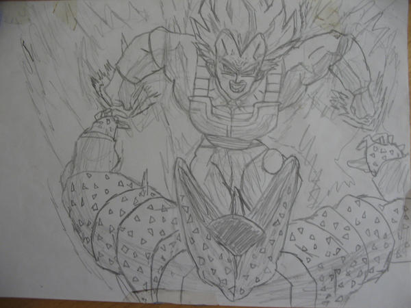 Super Vegeta vs Cell 2nd Form by pengawolf on DeviantArt