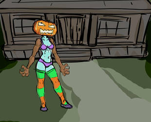 Pumpkin Girl Sketch Cabin