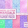 Pastel glitter mandala digital paper pack