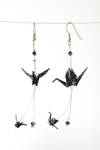 Double checkered origami crane earrings by walking-cripple