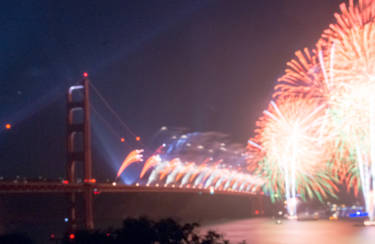 Fireworks on the Golden Gate Bridge