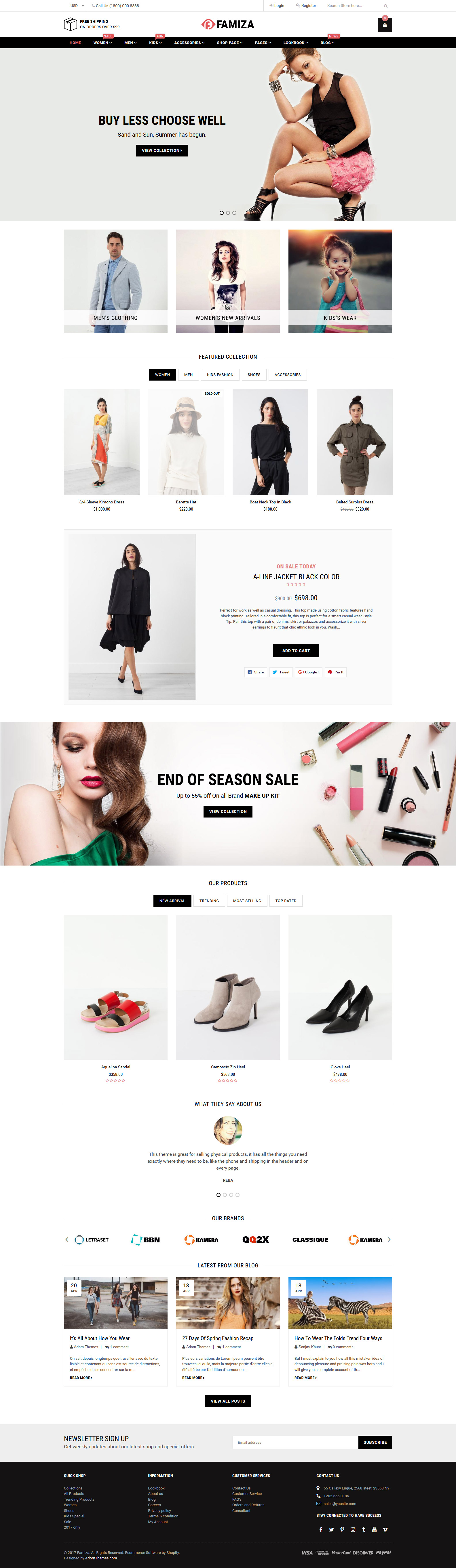 Famiza Clean and Modern Sectioned Shopify Theme