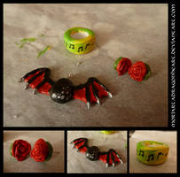 Fimo earrings, charms and dreadlock beads II.