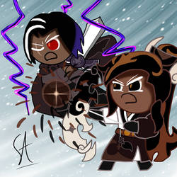 Dark Choco Cookie and Caramel Arrow Cookie Team up