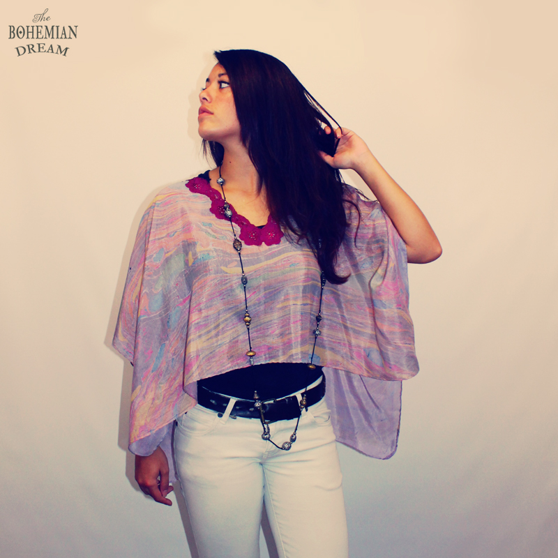 Upcycled Eco Friendly Bohemian Poncho Top