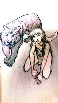 Girl and tiger