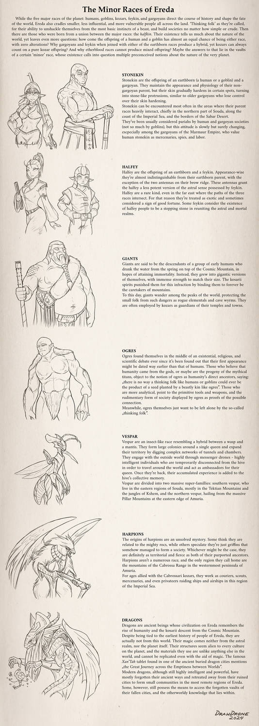 Mino Races The minor races of Ereda - descriptions by DrawDrone on DeviantArt