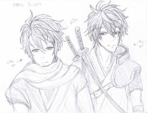 April 2017 Doodles- Apr. 8 Hotaru and Saizo