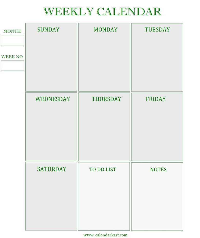 Weekly Calendar Template by calendarkart on DeviantArt