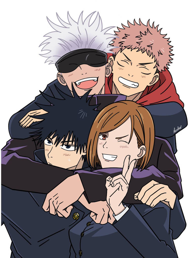 Gojo sensei with is students by Matylart on DeviantArt