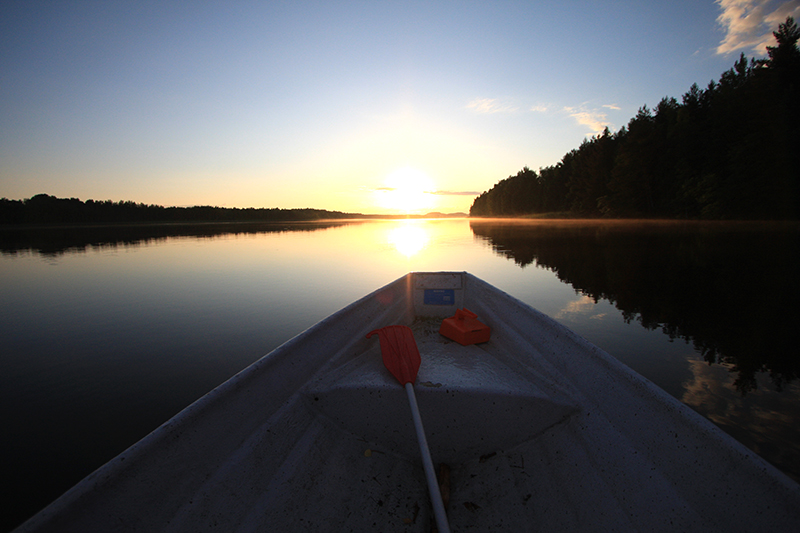 midnight sun on the lake