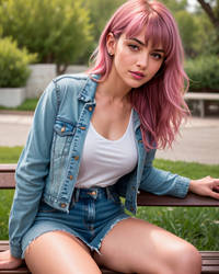 Interesting girl with pink hair