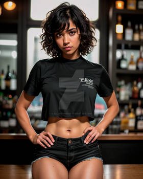 Pretty curly-haired bartender