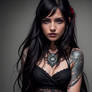 Stunning gothic brunette with tattoos