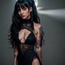 Stunning black-haired girl with tattoos