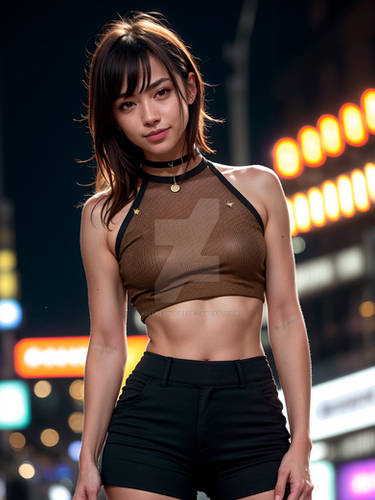 Cute young Japanese girl in a short top