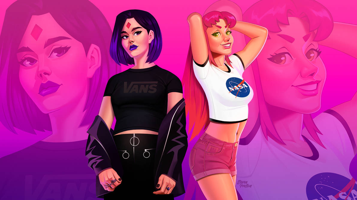 Raven + Starfire by stevenpreston on DeviantArt