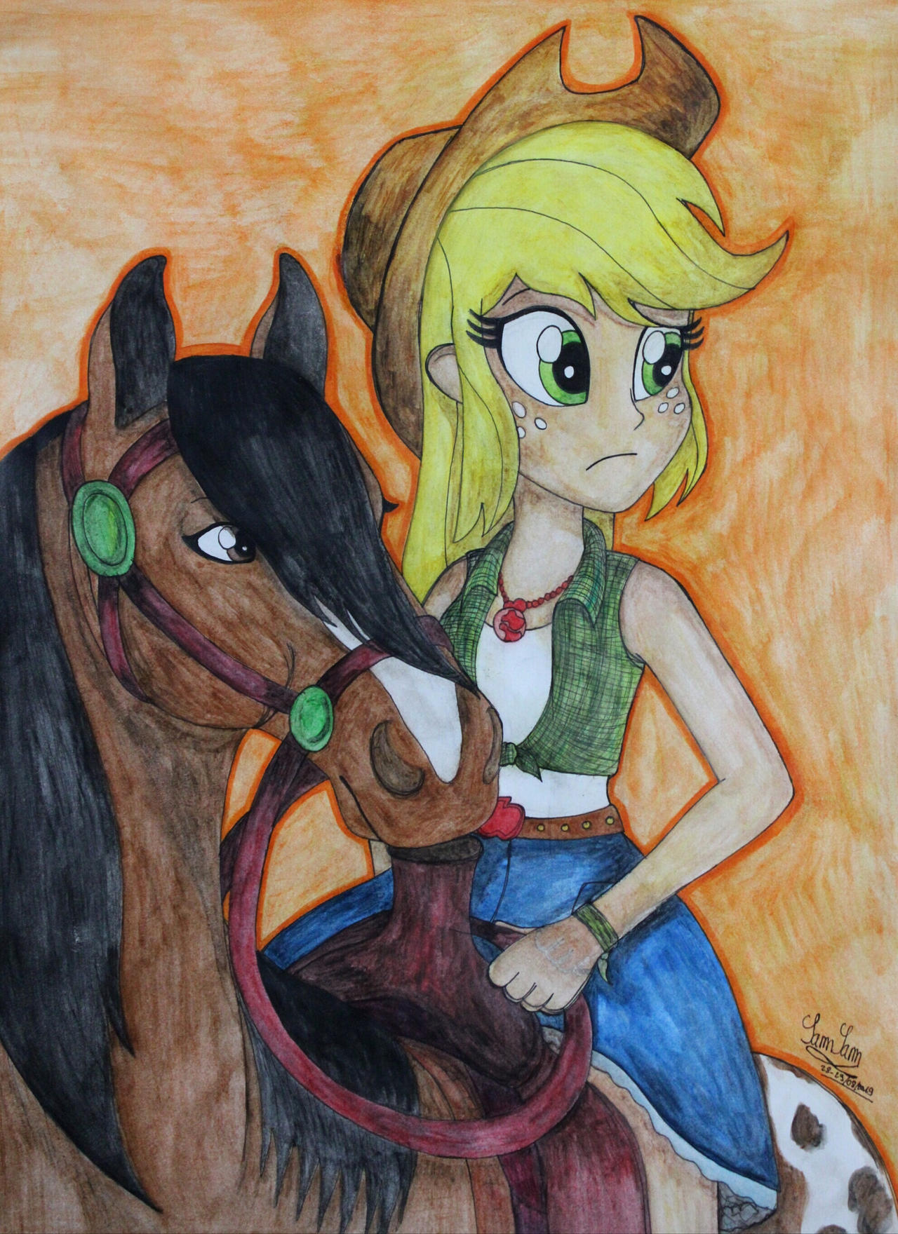 Applejack Rodeo MLP Equestria Girls: Applejack riding a horse by Samdrawn on DeviantArt