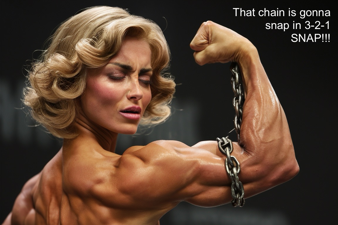Chain snapping muscle girl by Fempower99 on DeviantArt