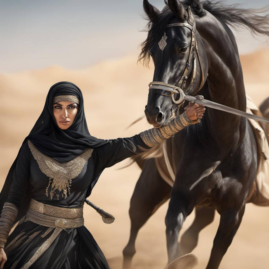 Arab Woman Warrior Black Vail Desert Battle Scen By HenryZaidan On arab-woman-warrior-black-vail-desert-battle-scen-by-henryzaidan-on
