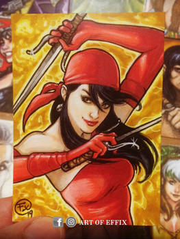 Elektra Marvel sketch Card ACEO