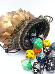 Dragon Scale Dice Bag in Bronze Scale and Camo Bag