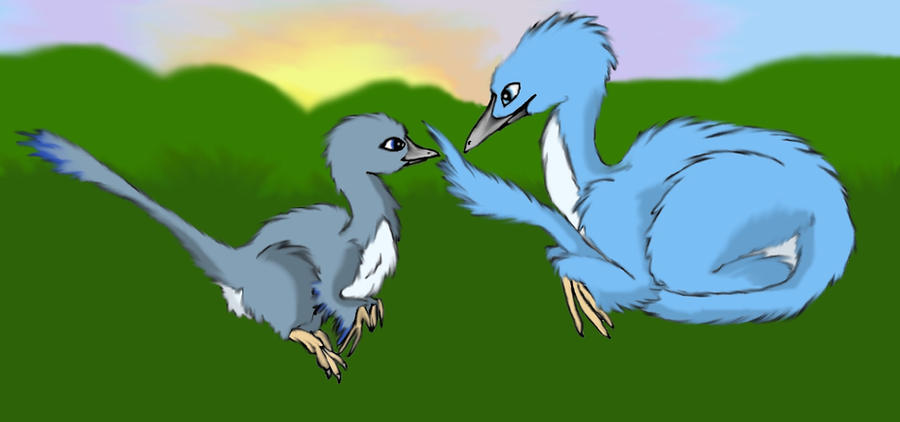 Blue Mom Raptor Raptor mom and her chick by BlueFluffyDinosaur on DeviantArt