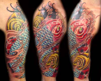 Koi fish and Roses