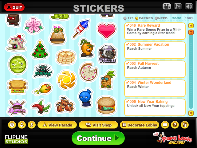 Papa's Scooperia - All Recipes Unlocked + All Stickers + All