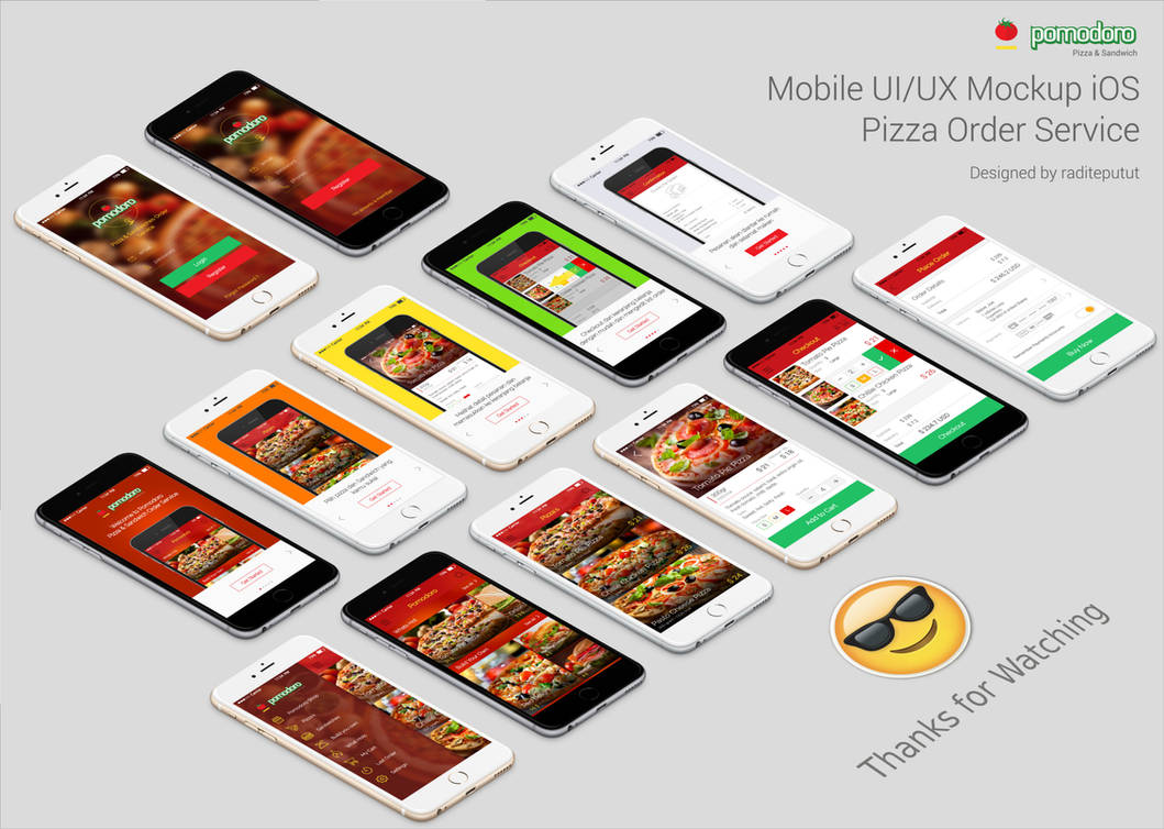 Pomodoro Pizza Sandwiche Order Service Mockup by raditeputut
