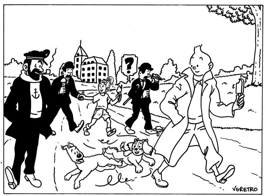 Julie and Bijou with the Tintin group