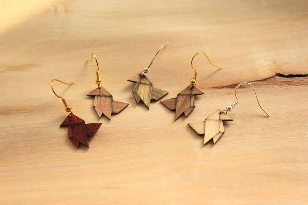 Wooden Origami Earrings
