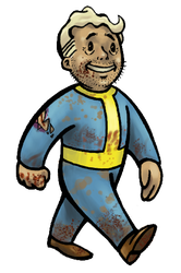 Vault boy in the wasteland.