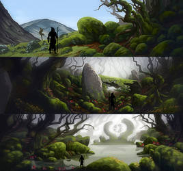 Moss forest environment sketches