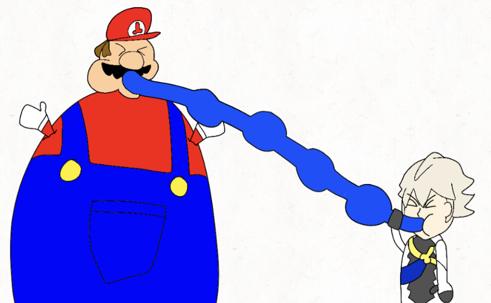 Corrin fills Mario with water by Quazo-Hori on DeviantArt