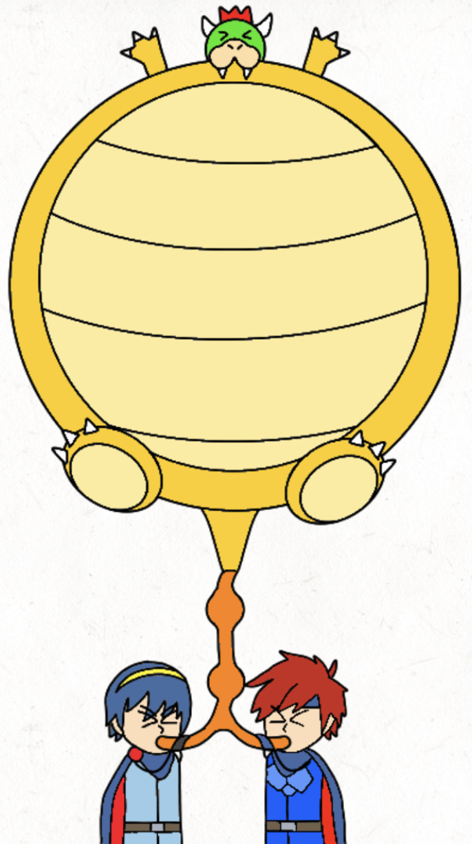 Marth and Roy blows up a Bowser balloon by Quazo-Hori on DeviantArt