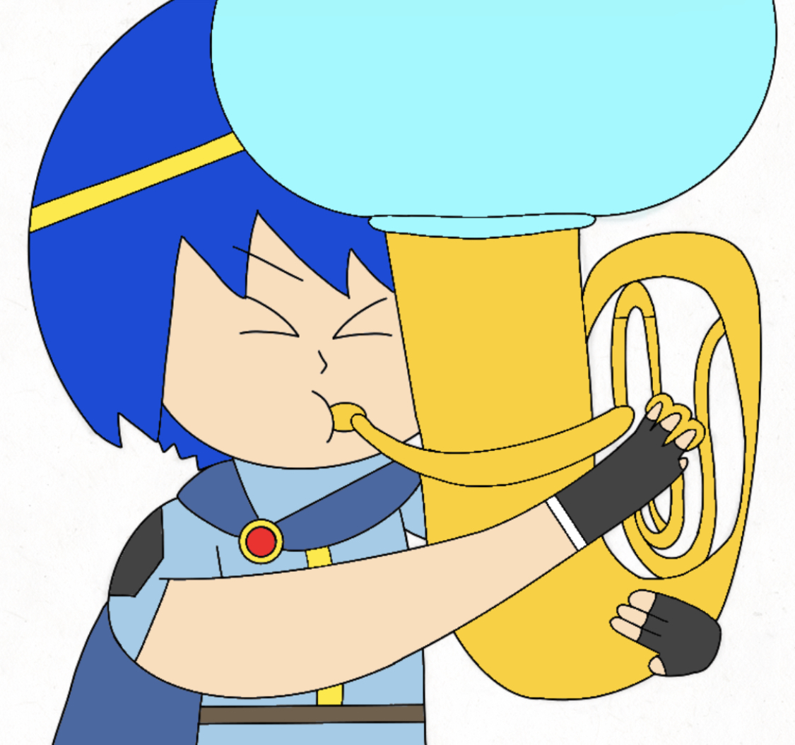 Marth inflating a balloon via tuba by Quazo-Hori on DeviantArt
