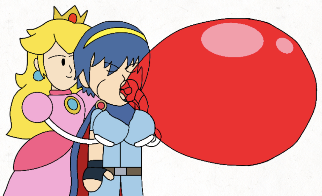 Marth blowing up a balloon while Peach gropes him by Quazo-Hori on ...