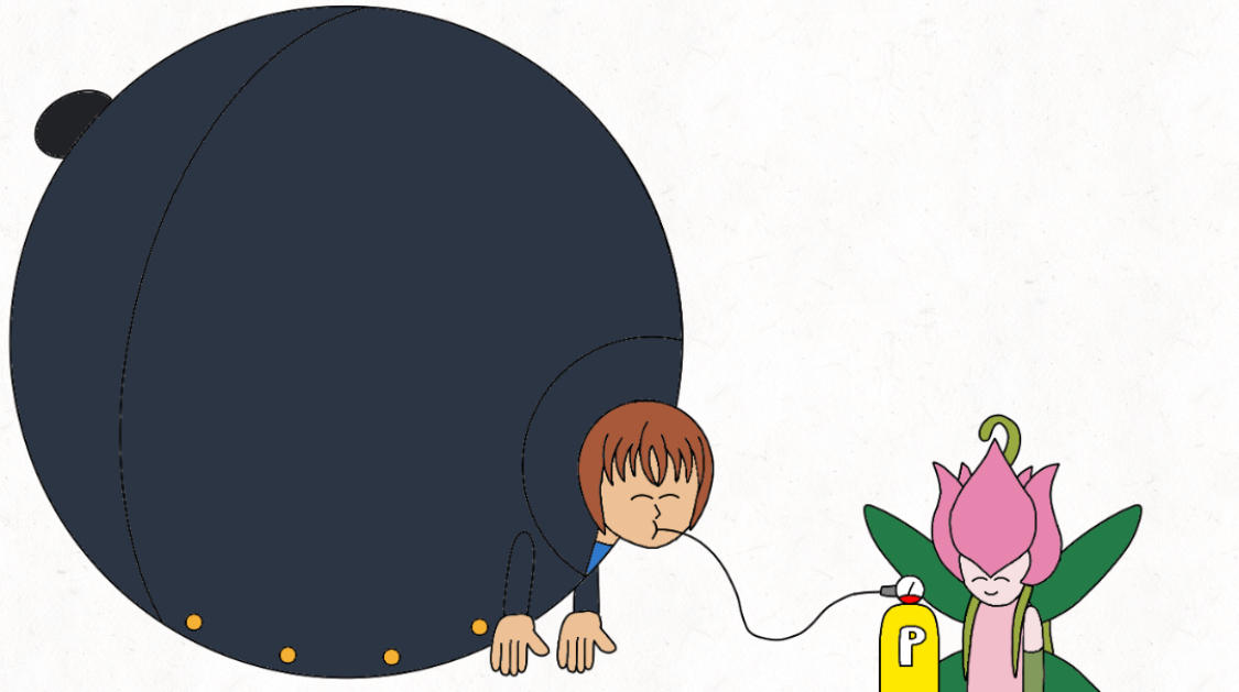 Lillymon inflates Matsuo by Quazo-Hori on DeviantArt