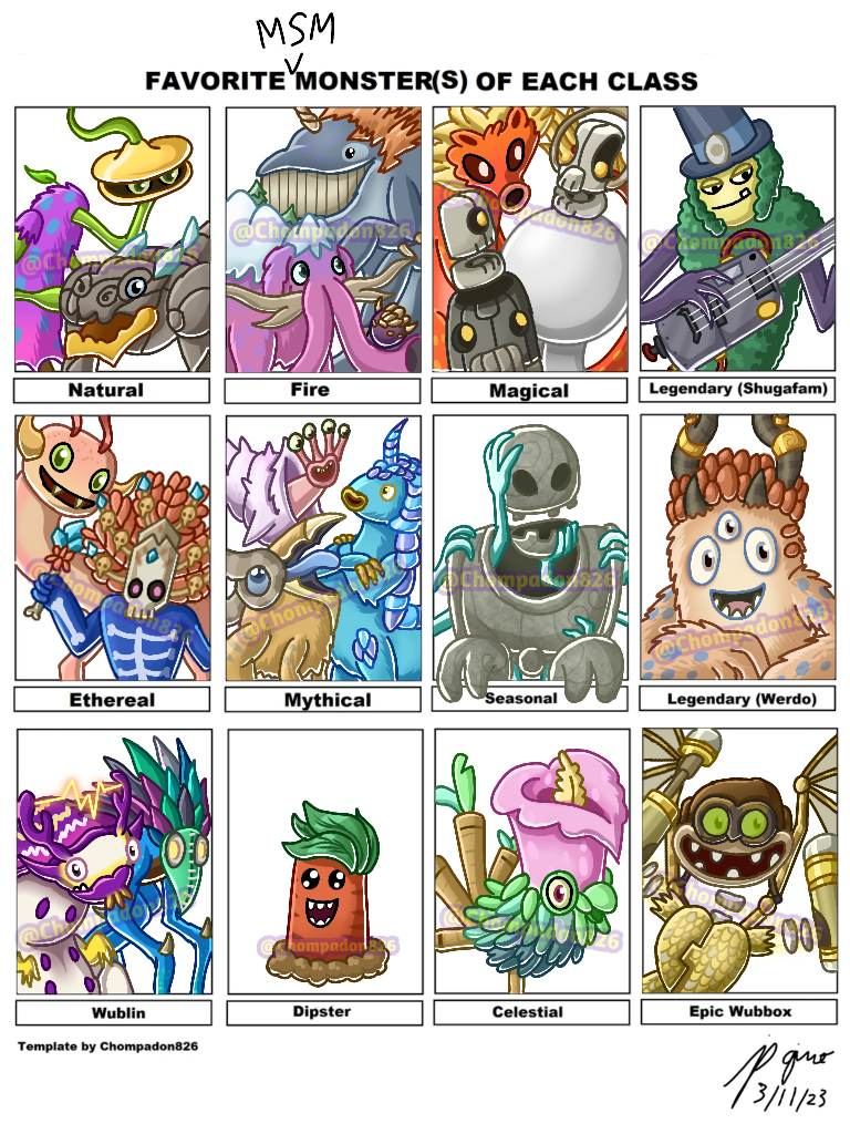 Favorite MSM Monster(s) of each class by Chompadon826 on DeviantArt