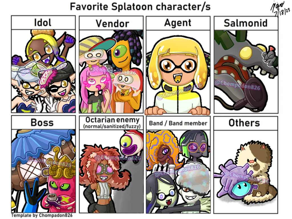 Favorite Splatoon Characters by Chompadon826 on DeviantArt